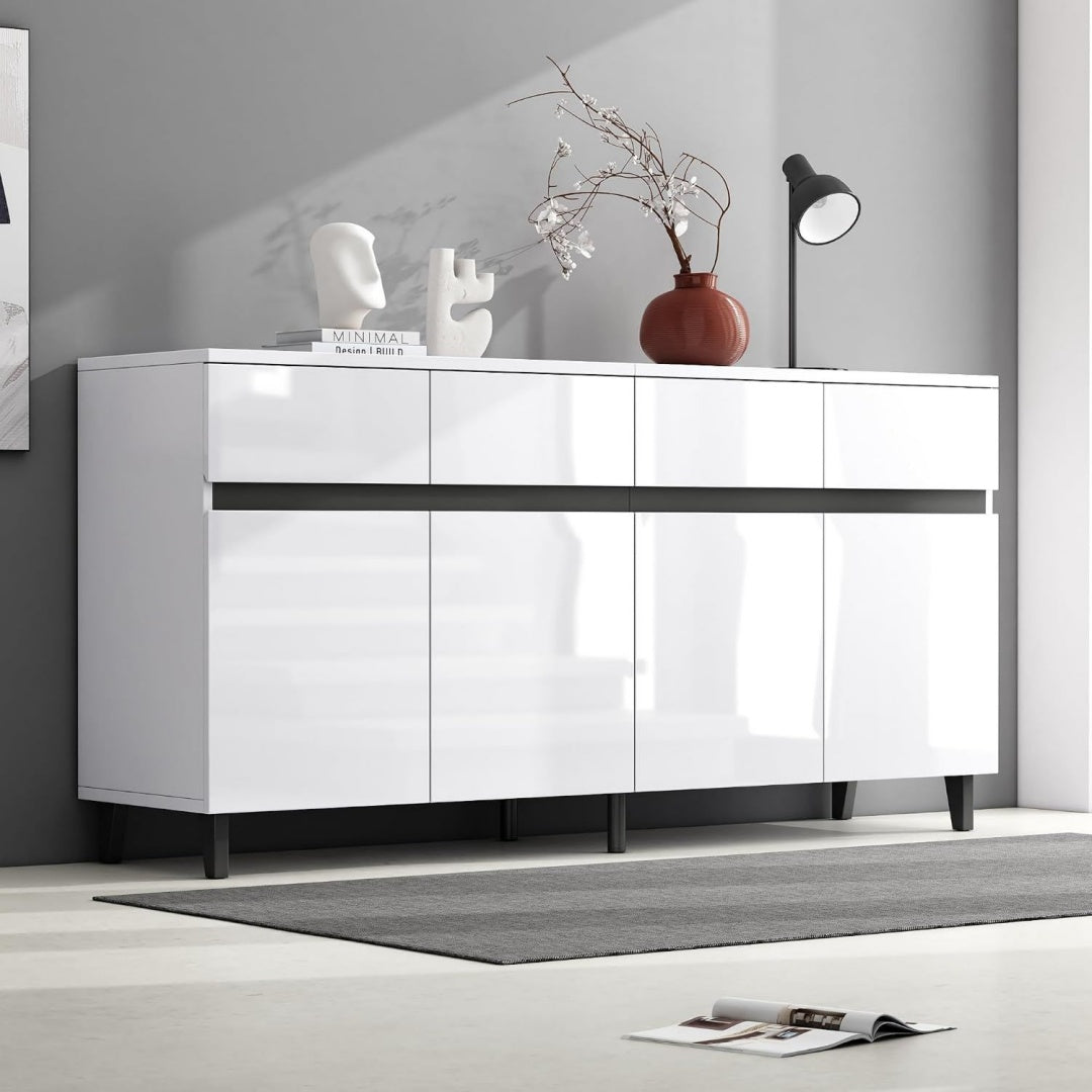 Credenza da soggiorno regolabile bianco