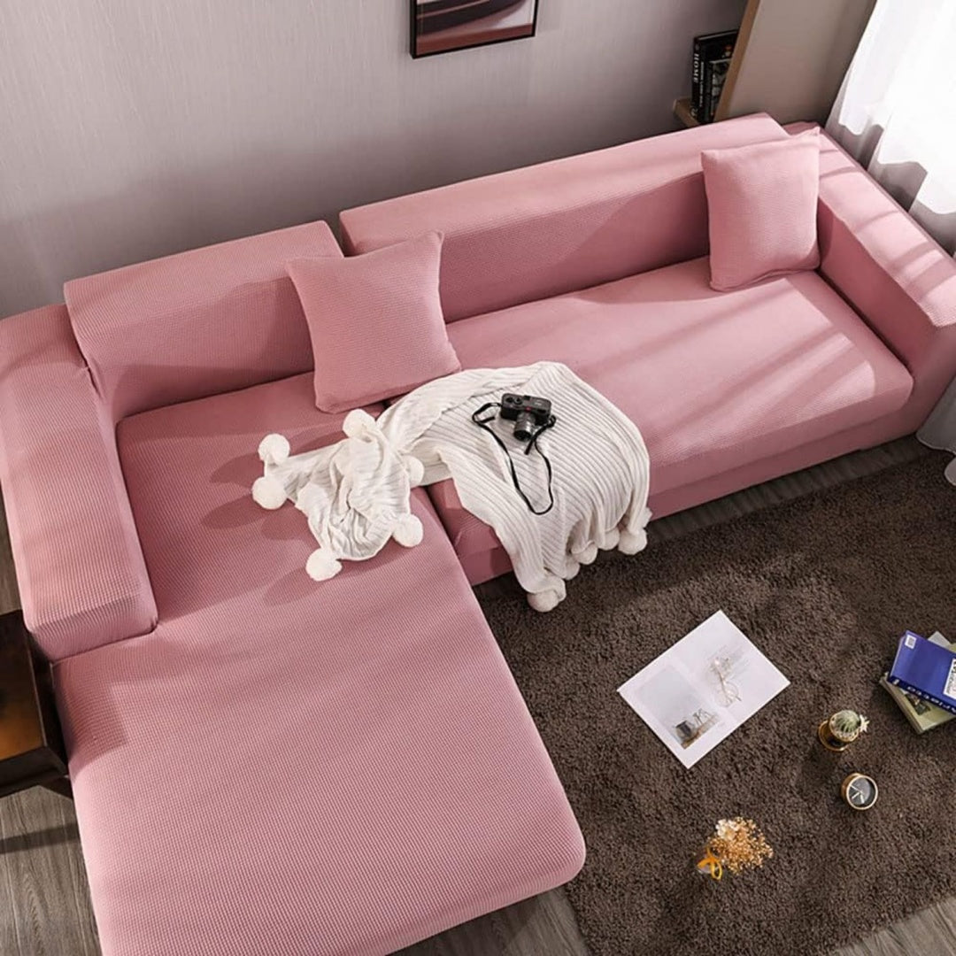 Divano confortevole YOPOIY Copridivano Angolare Tinta unita rosa