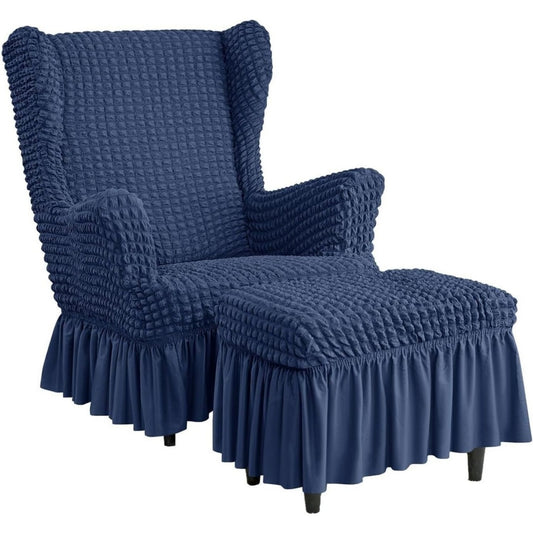 Poltrona confortevole con poggiapiedi blu