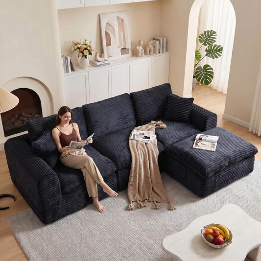 Divano confortevole nero modulare rivestimento in tessuto