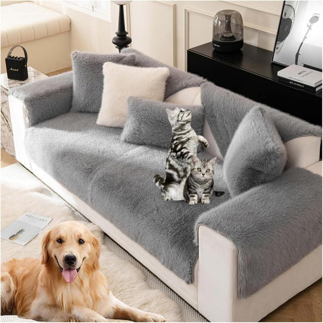 Seduta imbottita Funny Fuzzy Sofa Cover,Copridivano Peluche grigio
