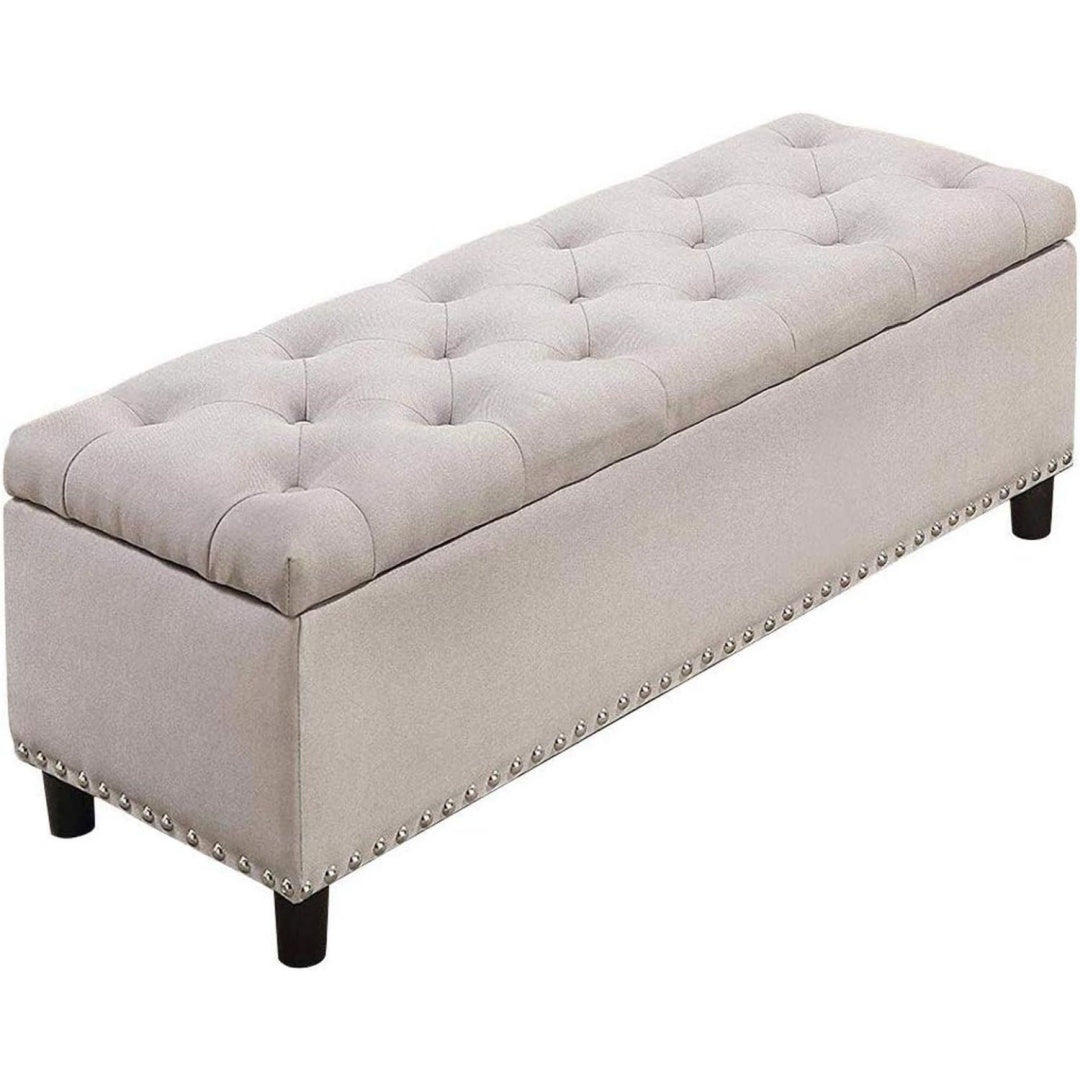 Pouf multifunzione con ante con vano contenitore beige