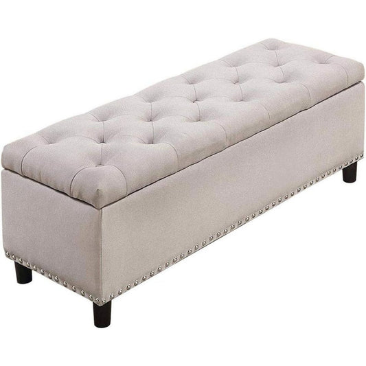 Pouf multifunzione con ante con vano contenitore beige