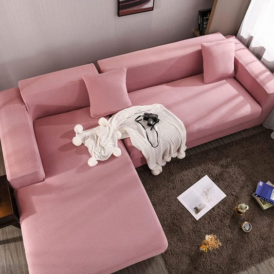 Divano confortevole YOPOIY Copridivano Angolare Tinta unita rosa