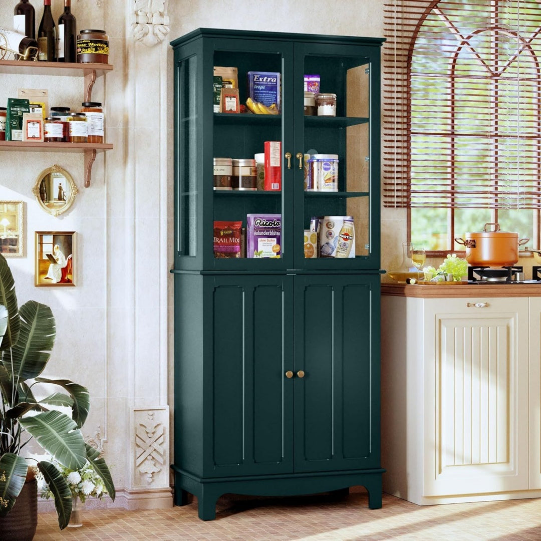 Vetrina contenitore regolabile in MDF verde