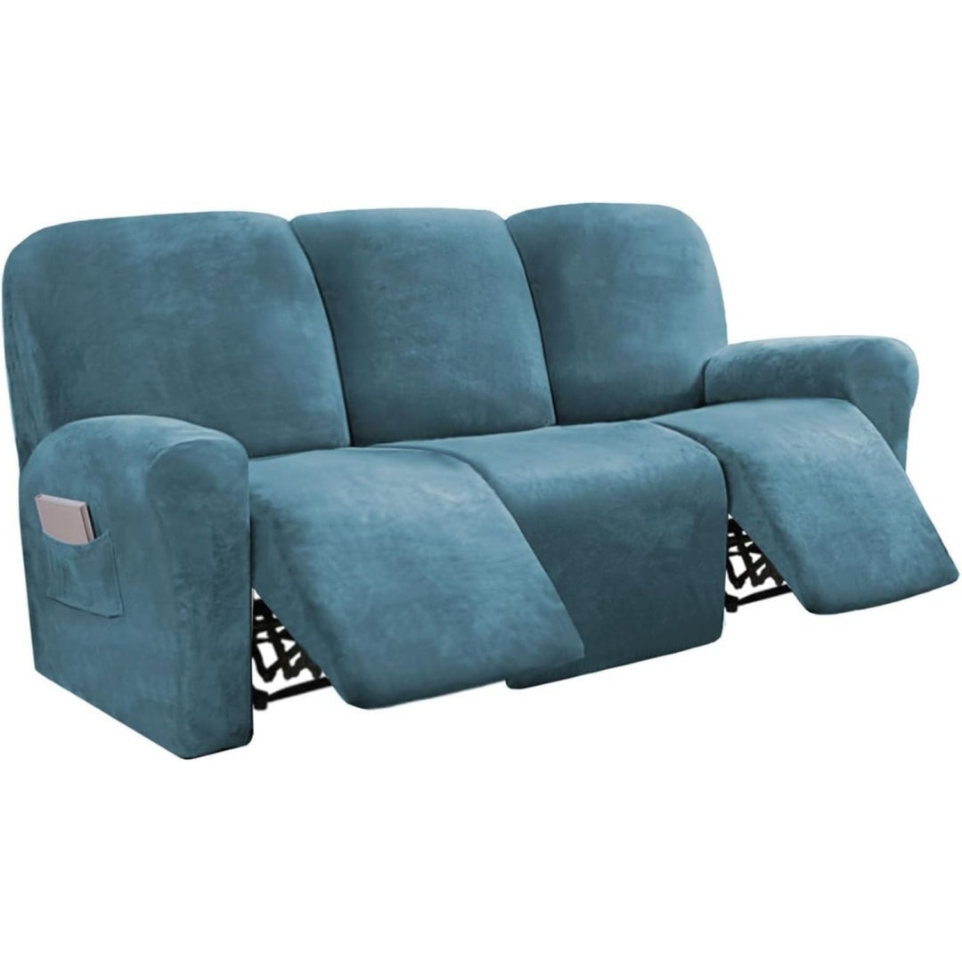 Divano confortevole Copridivano Reclinabile Velluto Elasticizzato, Copripoltrona blu