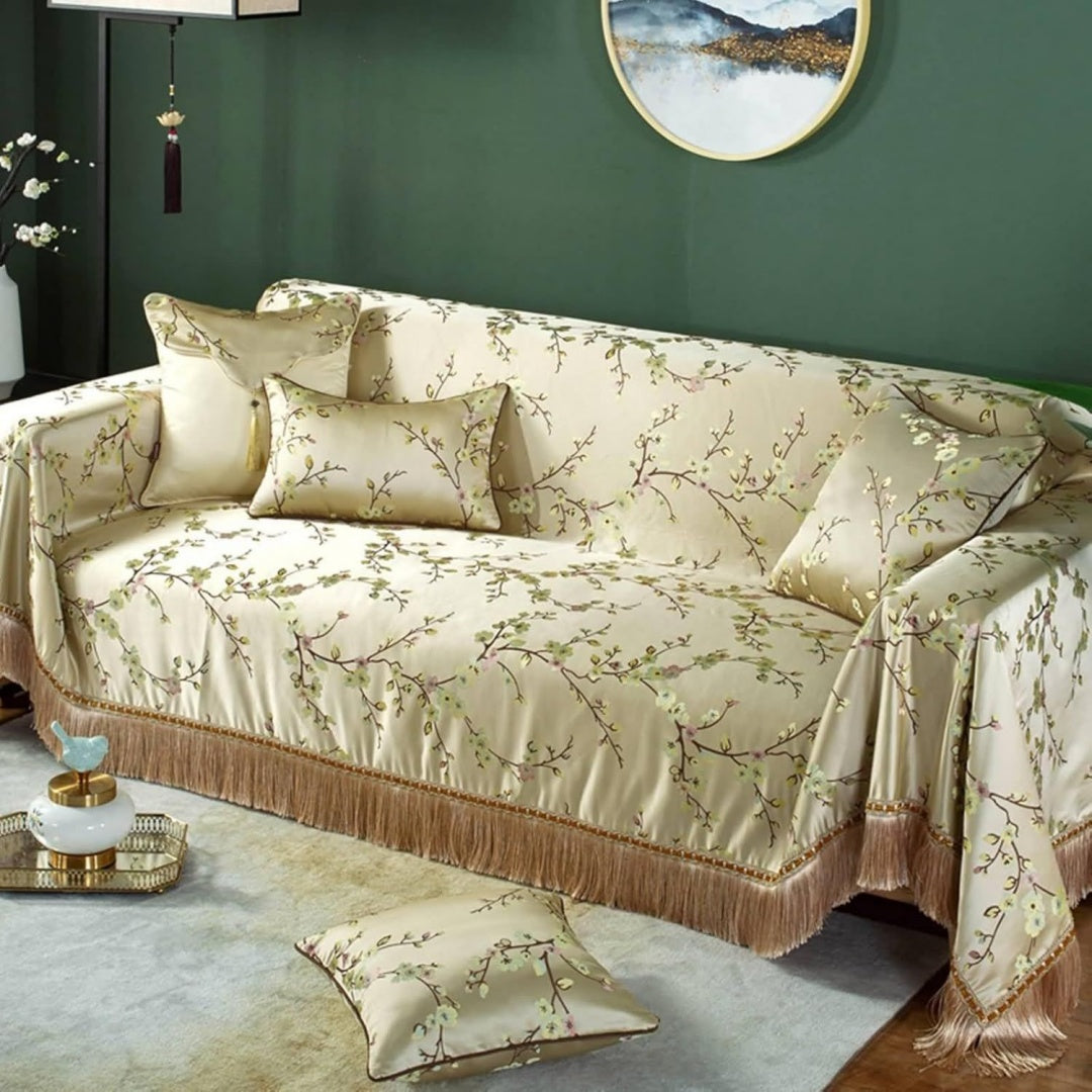 Seduta imbottita KnSam Coperta copripoltrona motivo floreale, nero